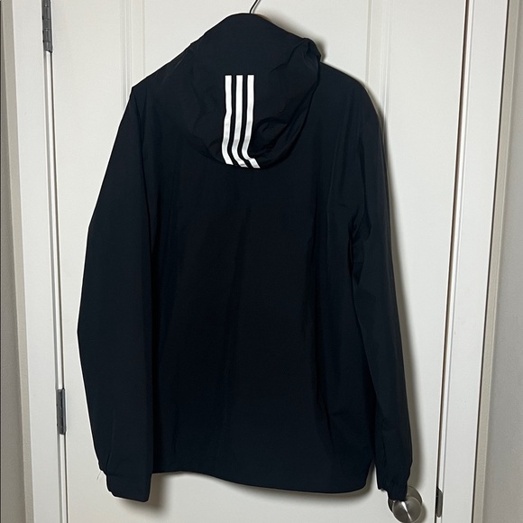 Adidas Black Windbreaker 3-stripes Hooded Jacket XL - Picture 5 of 9
